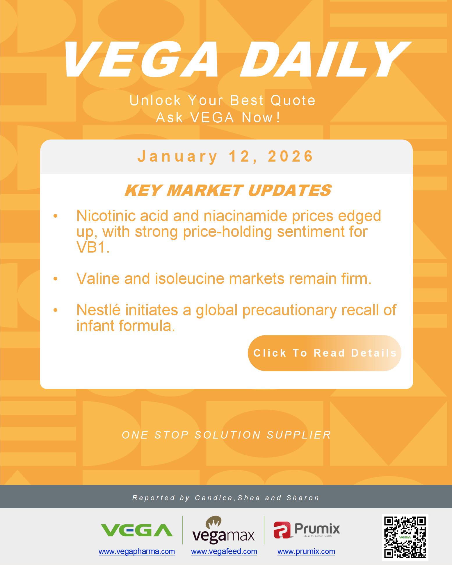 VEGA Daily Dated on January 12th 2026 Vitamin Amino Acid APl Food Additives.jpg